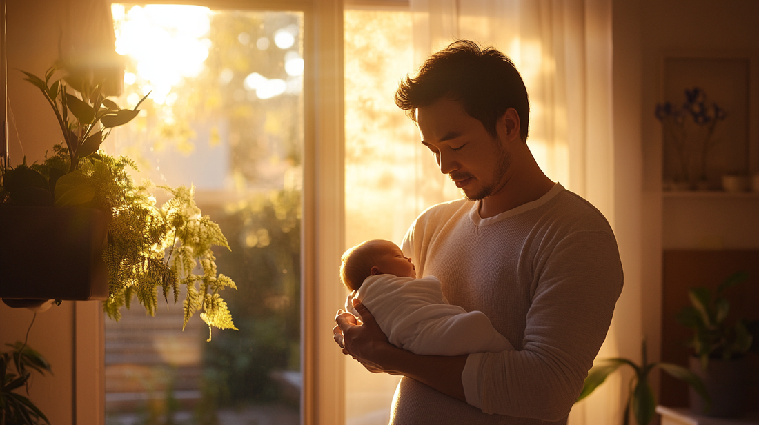 papa qui berce son bébé, cadeau jeune papa 